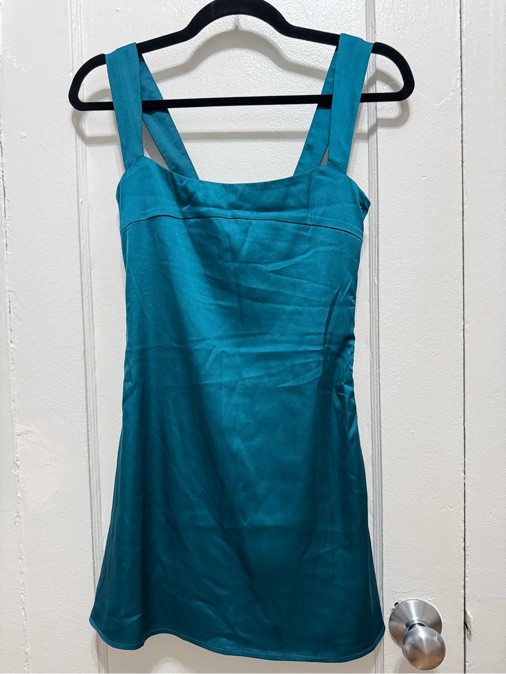 Lucy in the Sky Teal Square-Neck Mini Dress